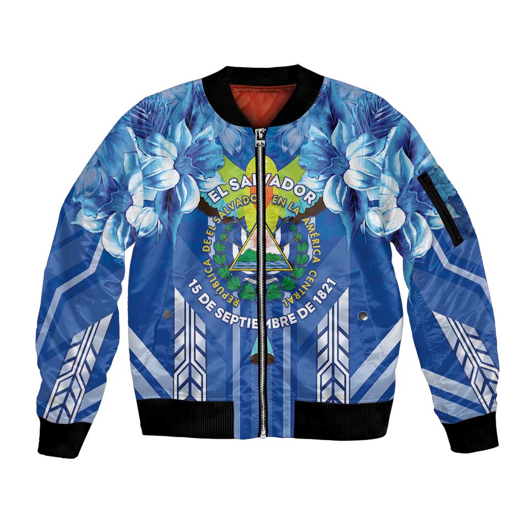 Viva El Salvador Sleeve Zip Bomber Jacket Happy Independence Day - Wonder Print Shop