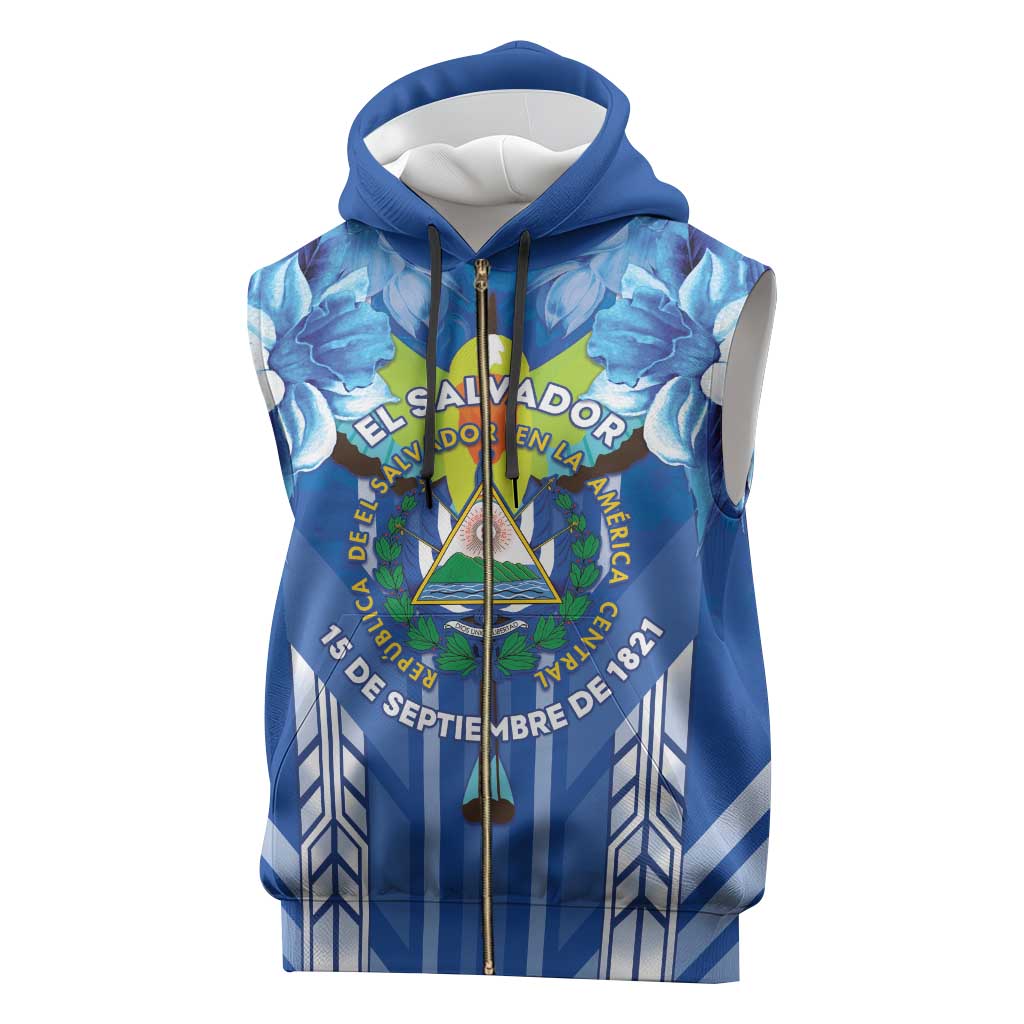 Viva El Salvador Sleeveless Zip Hoodie Happy Independence Day - Wonder Print Shop