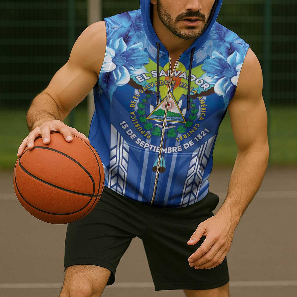 Viva El Salvador Sleeveless Zip Hoodie Happy Independence Day - Wonder Print Shop