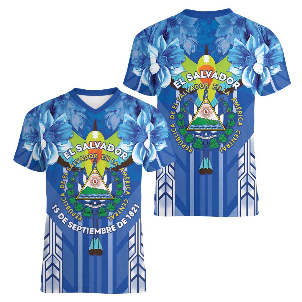 Viva El Salvador Women V-Neck T-Shirt Happy Independence Day - Wonder Print Shop
