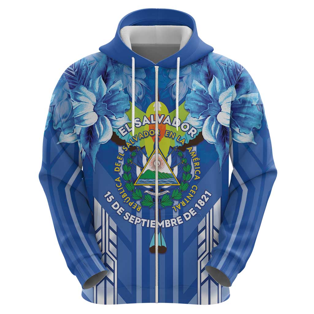 Viva El Salvador Zip Hoodie Happy Independence Day - Wonder Print Shop