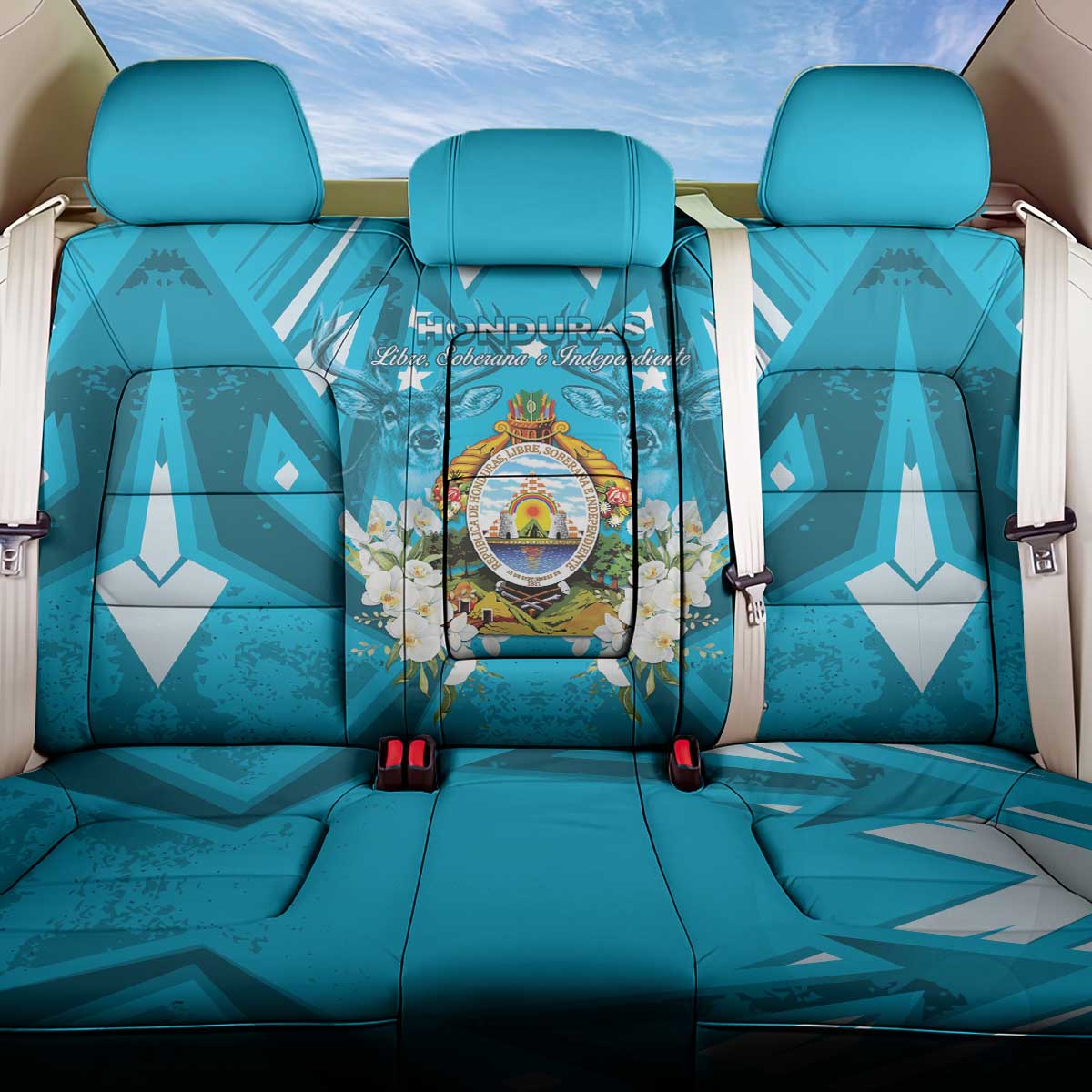 Honduras Independence Day Back Car Seat Cover Coat Of Arms Special Style - Wonder Print Shop