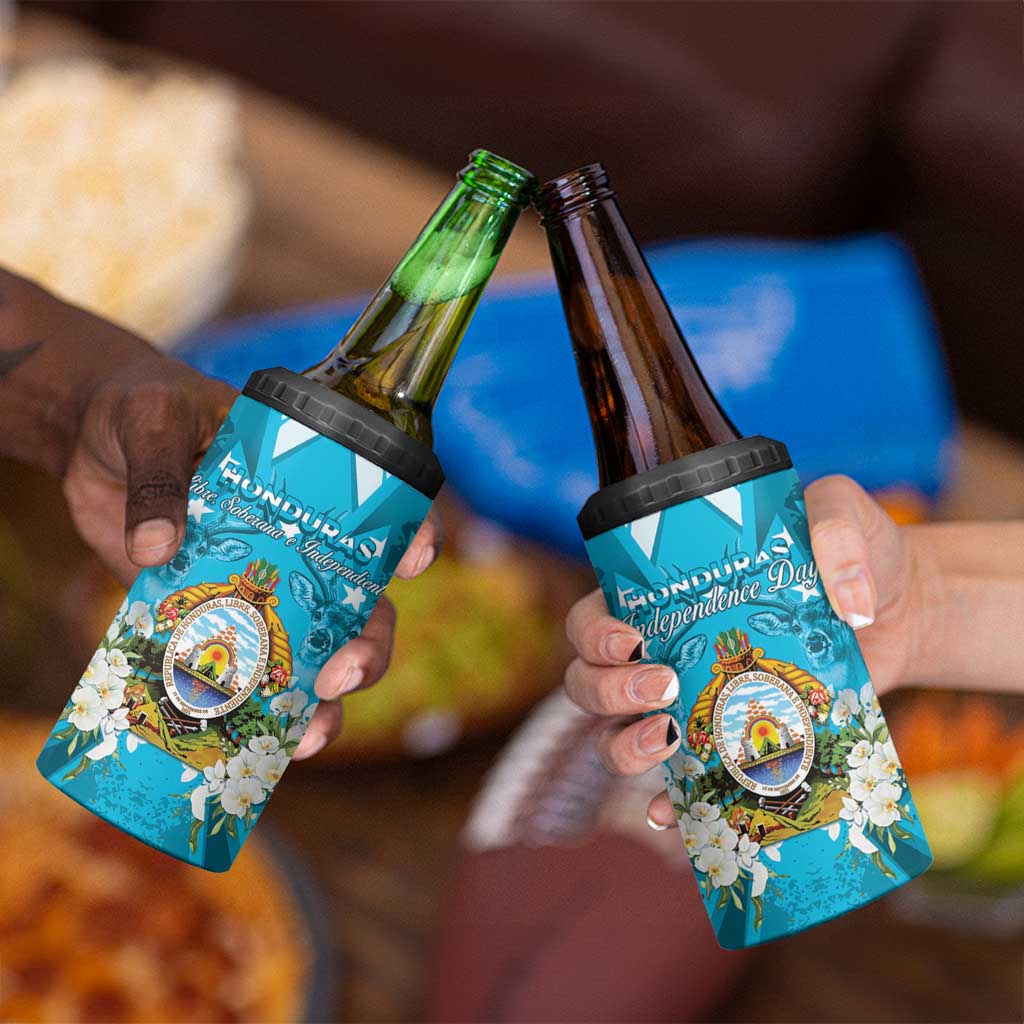 Honduras Independence Day 4 in 1 Can Cooler Tumbler Coat Of Arms Special Style - Wonder Print Shop