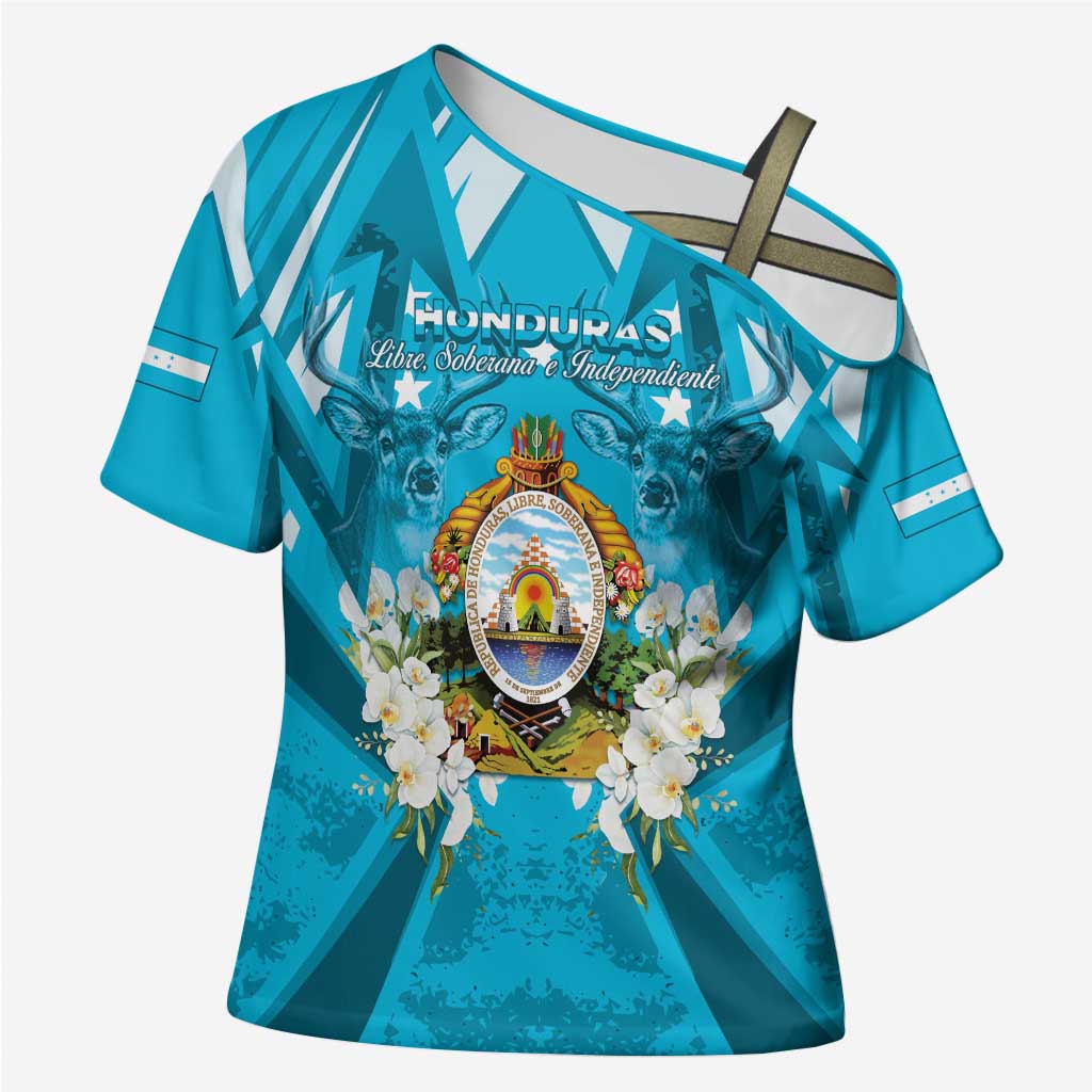 Honduras Independence Day Cross Shoulder Shirt Coat Of Arms Special Style - Wonder Print Shop