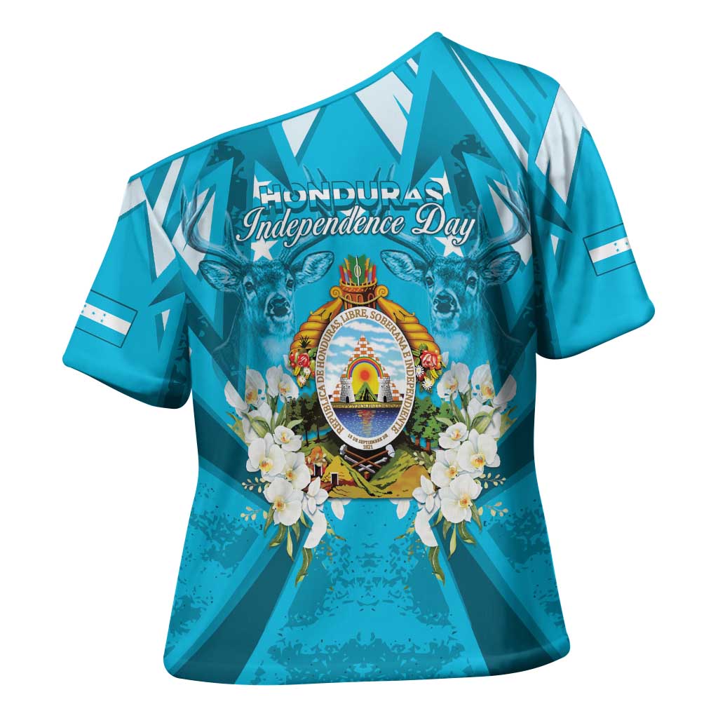 Honduras Independence Day Cross Shoulder Shirt Coat Of Arms Special Style - Wonder Print Shop