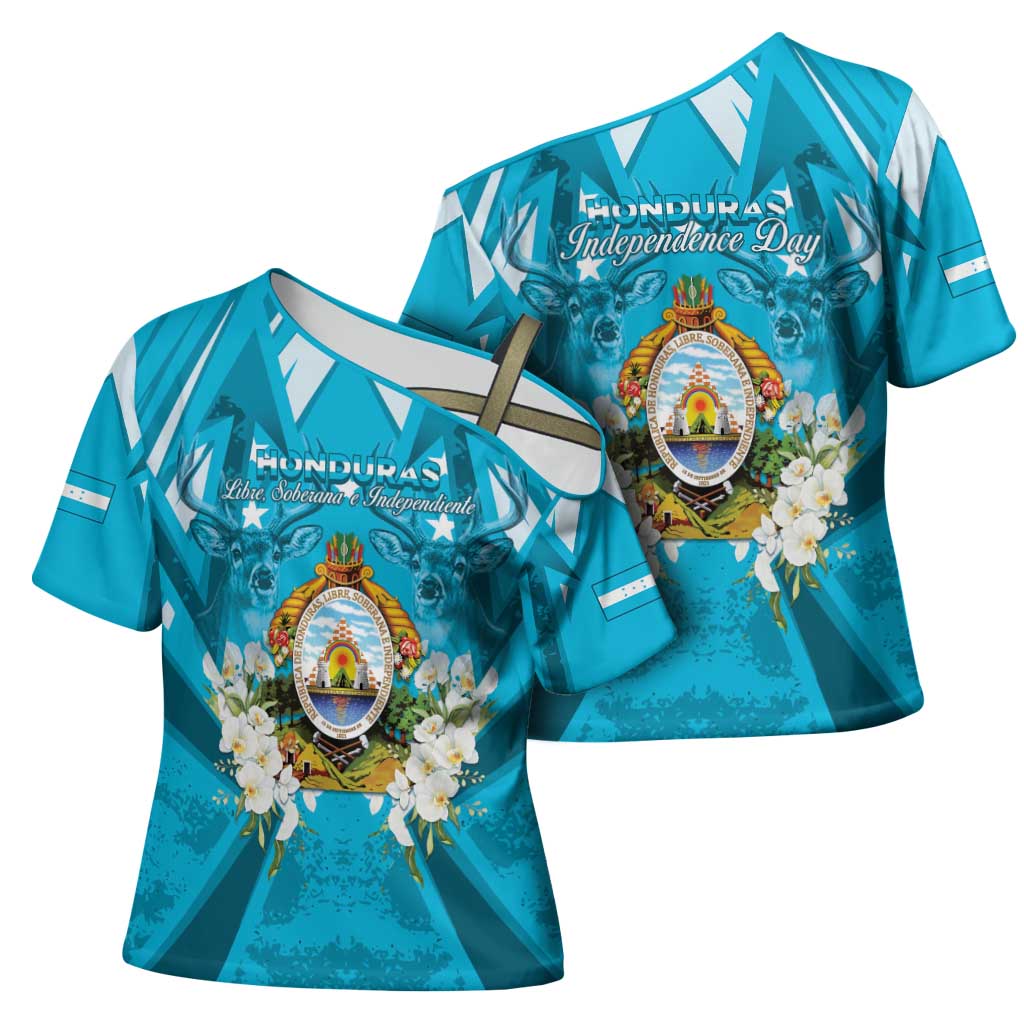Honduras Independence Day Cross Shoulder Shirt Coat Of Arms Special Style - Wonder Print Shop