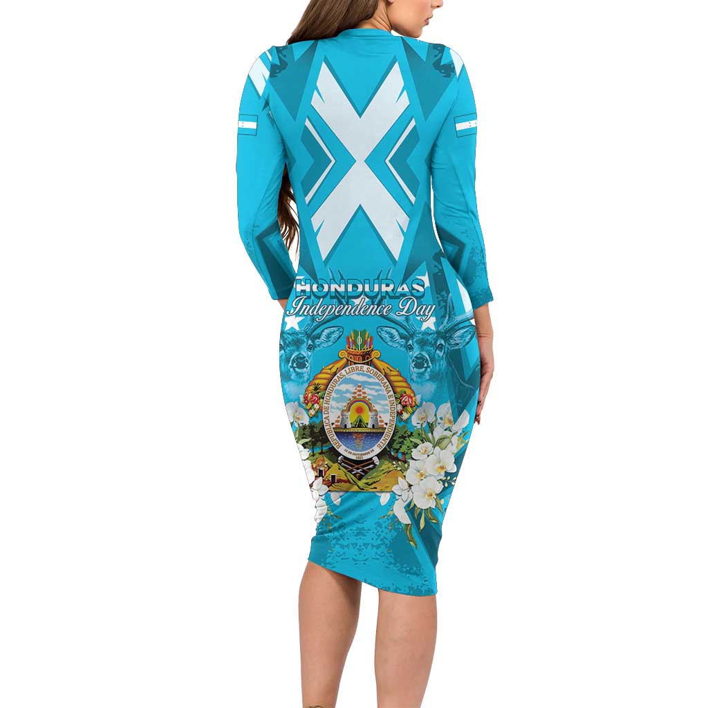 Honduras Independence Day Family Matching Long Sleeve Bodycon Dress and Hawaiian Shirt Coat Of Arms Special Style - Wonder Print Shop