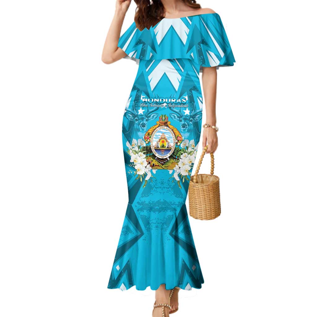 Honduras Independence Day Family Matching Mermaid Dress and Hawaiian Shirt Coat Of Arms Special Style - Wonder Print Shop