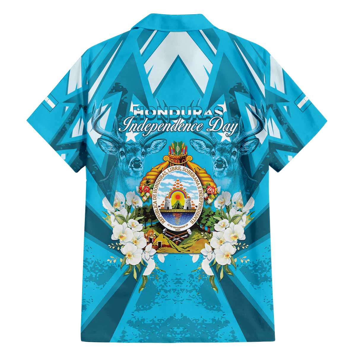 Honduras Independence Day Family Matching Off The Shoulder Long Sleeve Dress and Hawaiian Shirt Coat Of Arms Special Style - Wonder Print Shop