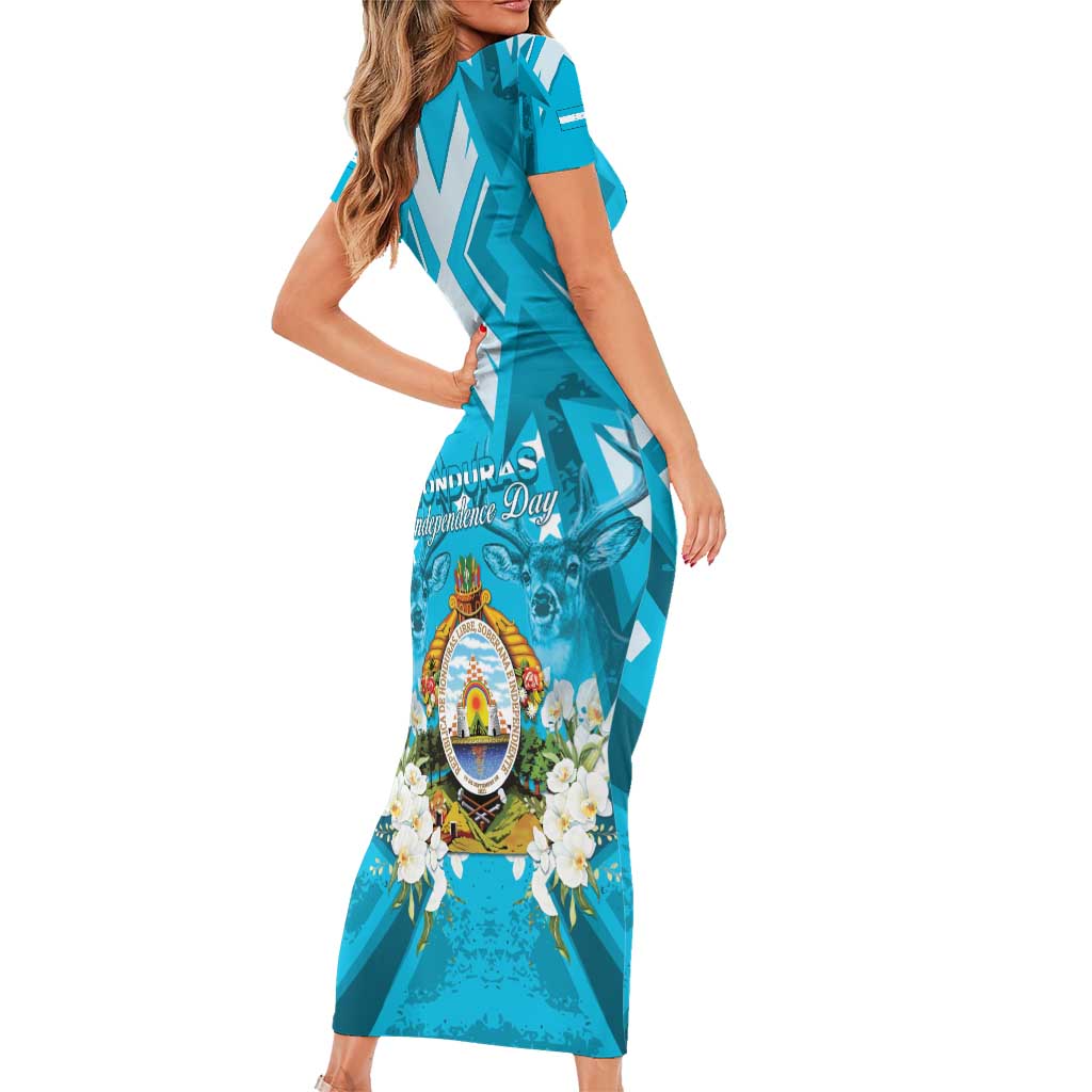 Honduras Independence Day Family Matching Short Sleeve Bodycon Dress and Hawaiian Shirt Coat Of Arms Special Style - Wonder Print Shop