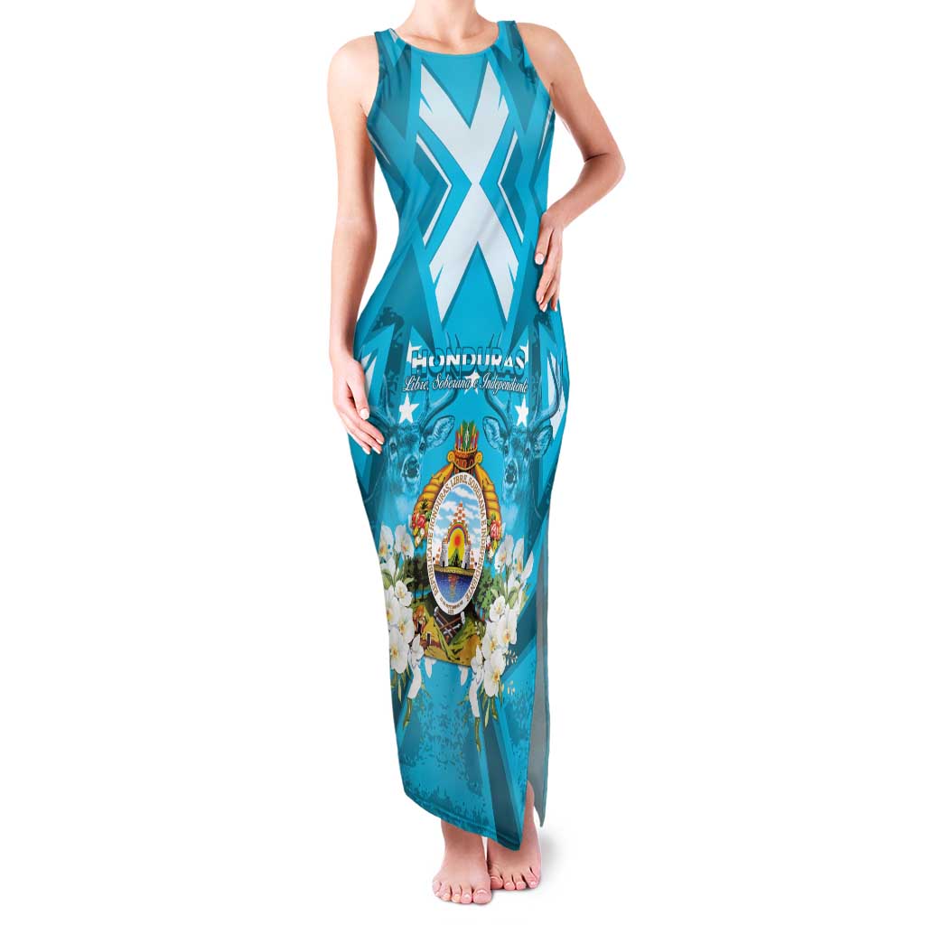 Honduras Independence Day Family Matching Tank Maxi Dress and Hawaiian Shirt Coat Of Arms Special Style - Wonder Print Shop