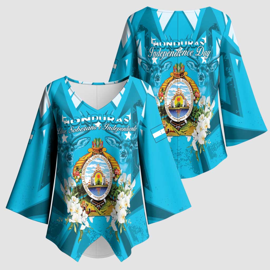 Honduras Independence Day Kimono Sleeve Blouse Coat Of Arms Special Style - Wonder Print Shop