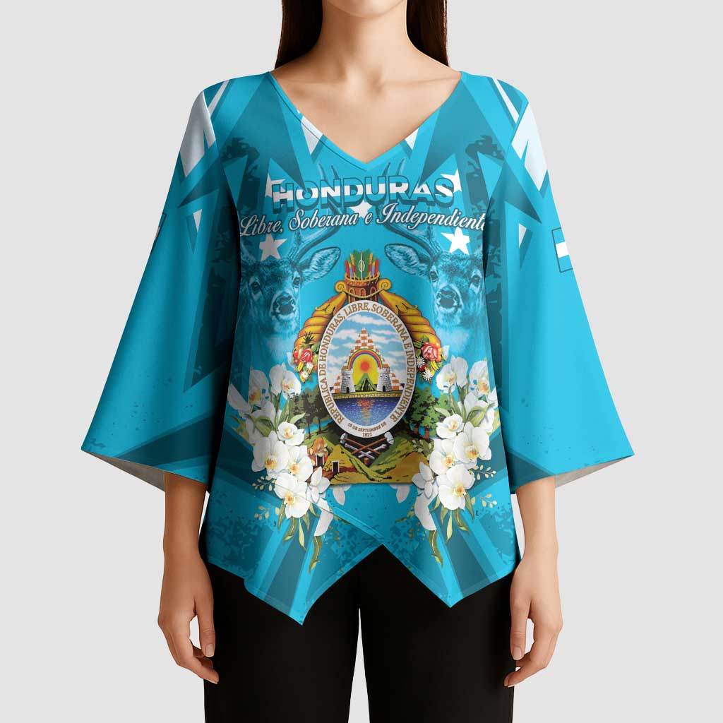 Honduras Independence Day Kimono Sleeve Blouse Coat Of Arms Special Style - Wonder Print Shop