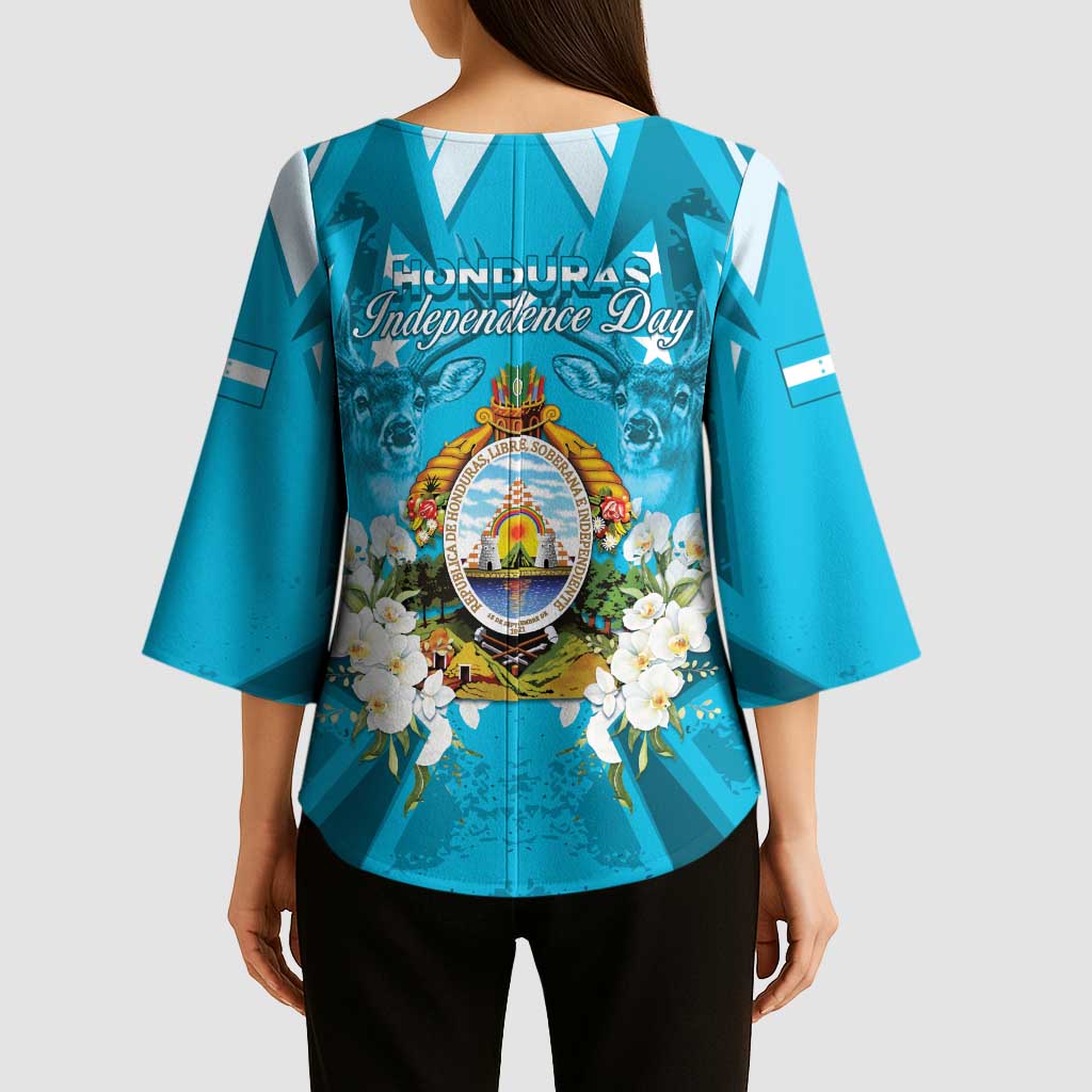 Honduras Independence Day Kimono Sleeve Blouse Coat Of Arms Special Style - Wonder Print Shop