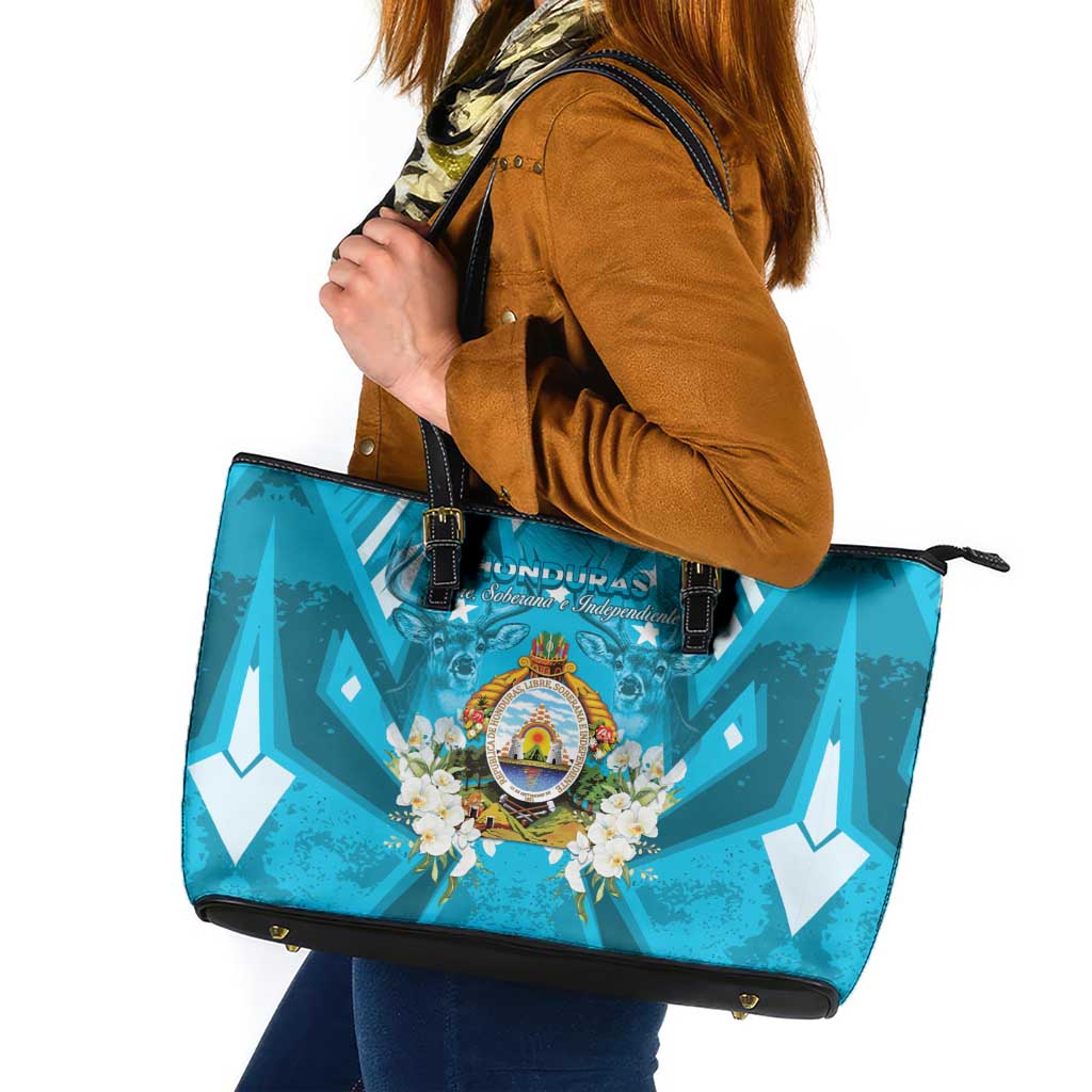 Honduras Independence Day Leather Tote Bag Coat Of Arms Special Style - Wonder Print Shop
