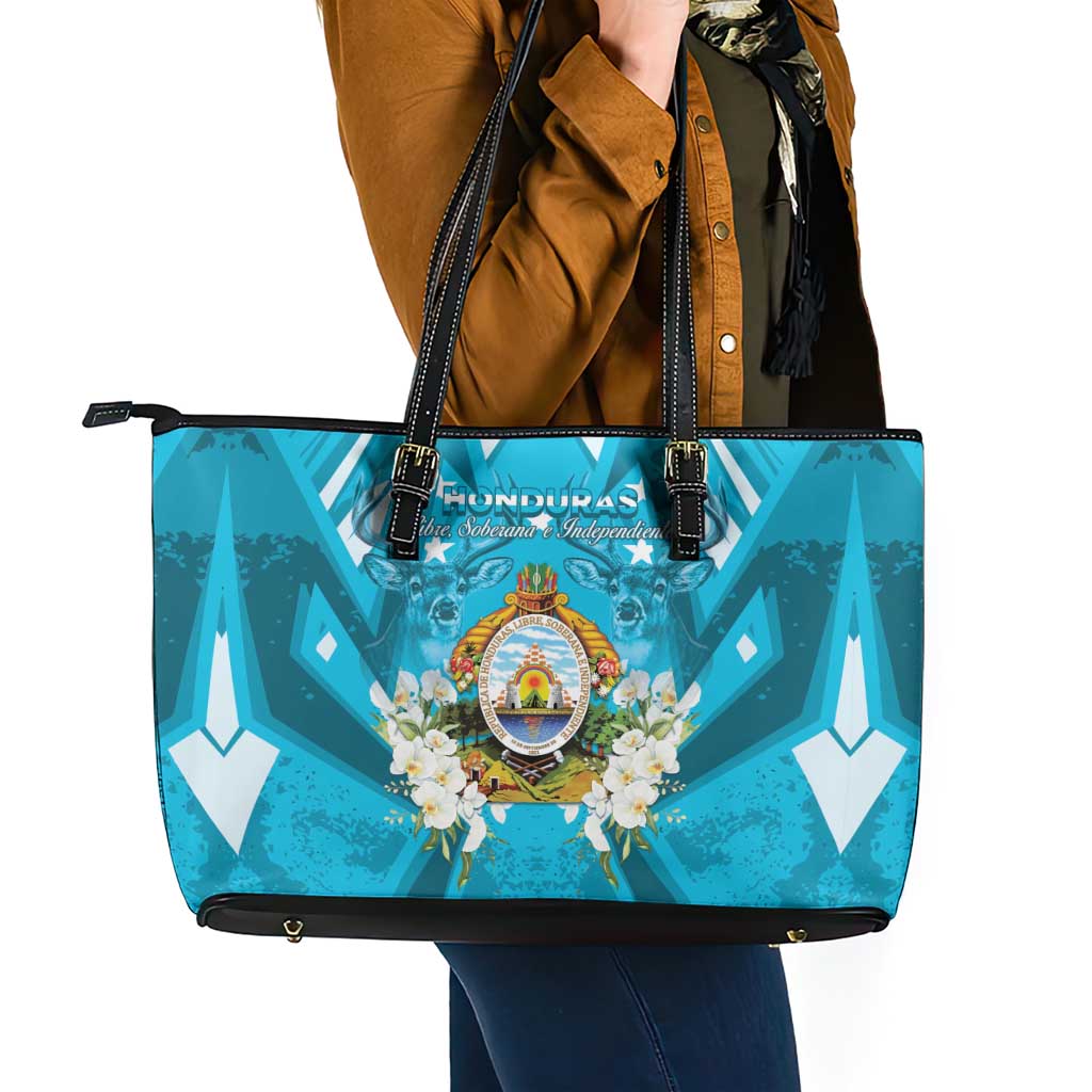 Honduras Independence Day Leather Tote Bag Coat Of Arms Special Style - Wonder Print Shop
