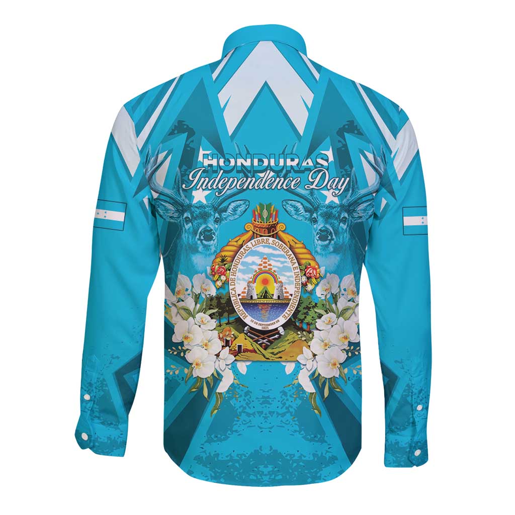 Honduras Independence Day Long Sleeve Button Shirt Coat Of Arms Special Style - Wonder Print Shop