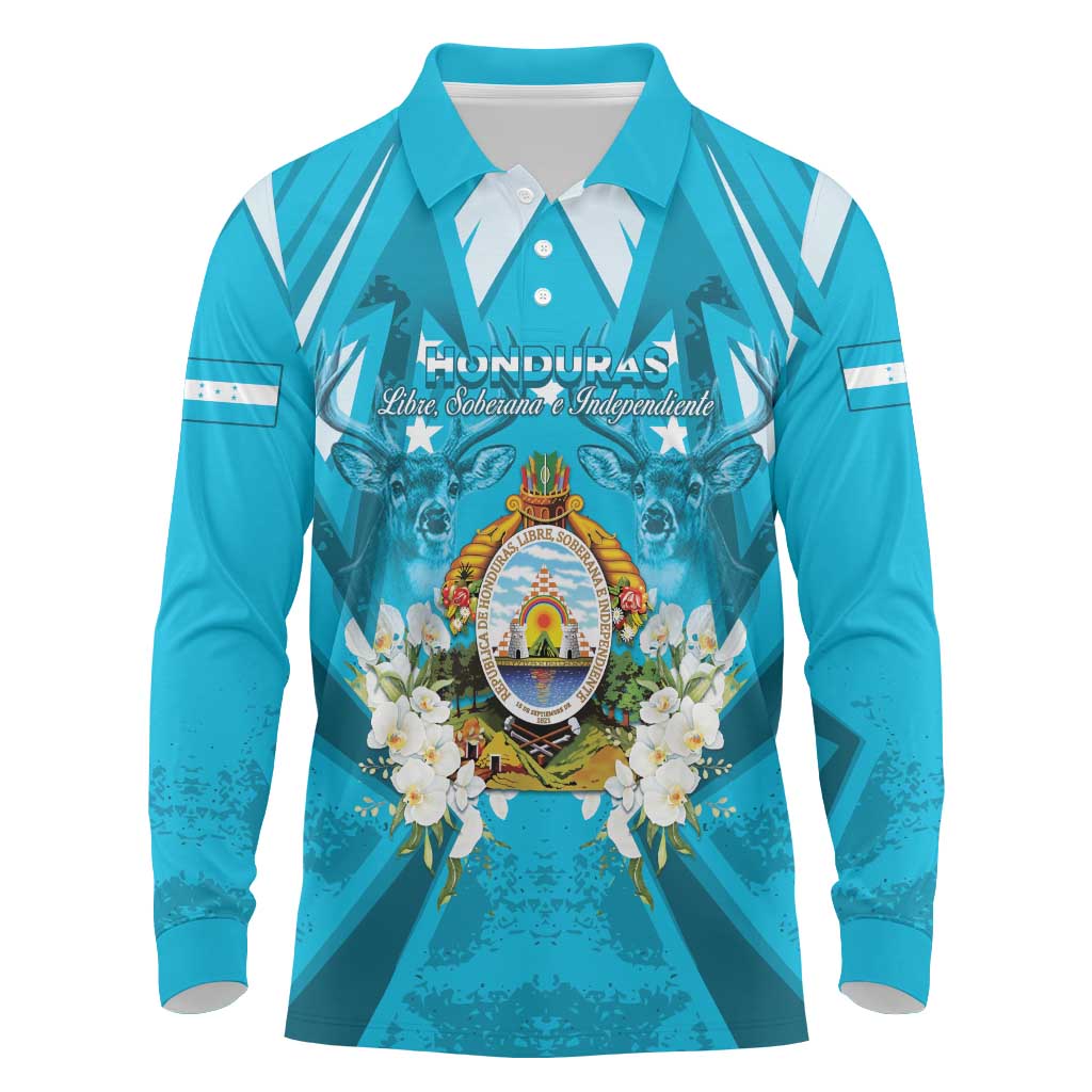 Honduras Independence Day Long Sleeve Polo Shirt Coat Of Arms Special Style - Wonder Print Shop