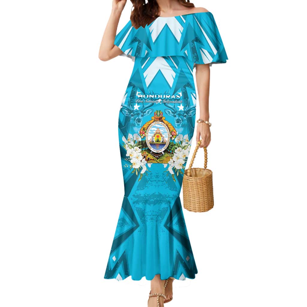 Honduras Independence Day Mermaid Dress Coat Of Arms Special Style - Wonder Print Shop