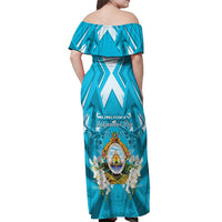 Honduras Independence Day Off Shoulder Maxi Dress Coat Of Arms Special Style - Wonder Print Shop