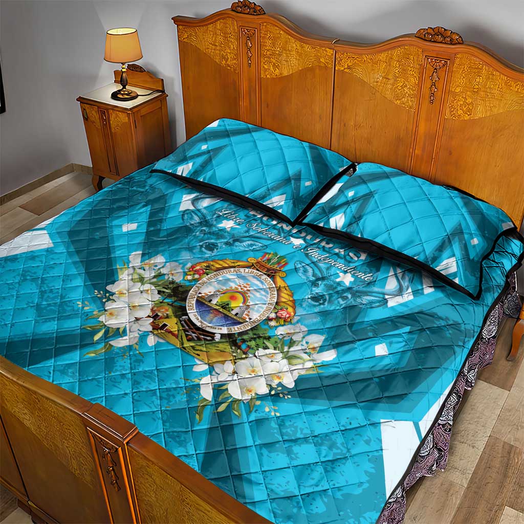 Honduras Independence Day Quilt Bed Set Coat Of Arms Special Style - Wonder Print Shop