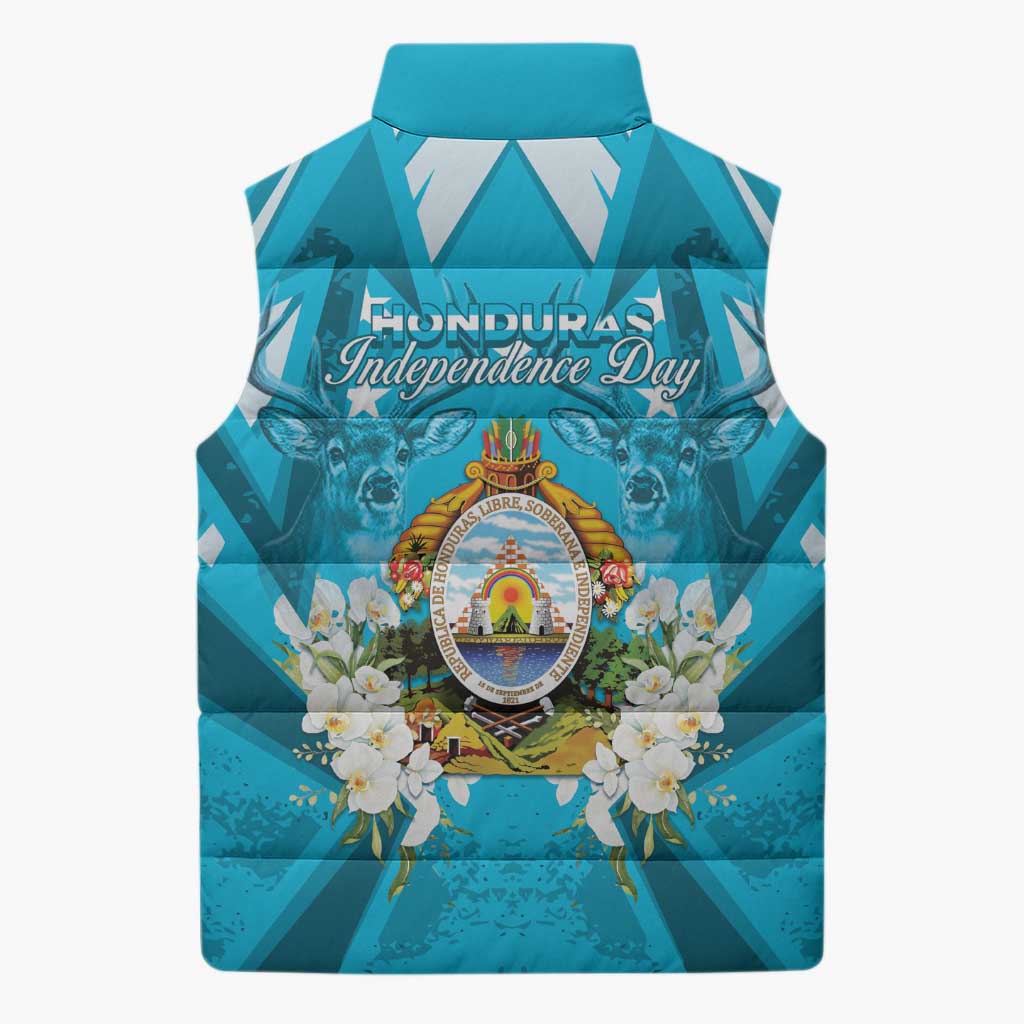 Honduras Independence Day Sleeveless Puffer Jacket Coat Of Arms Special Style - Wonder Print Shop