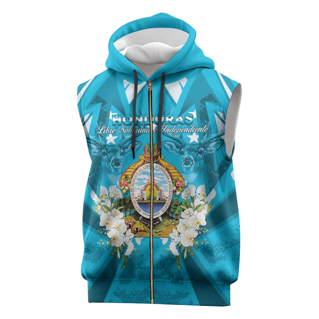 Honduras Independence Day Sleeveless Zip Hoodie Coat Of Arms Special Style - Wonder Print Shop