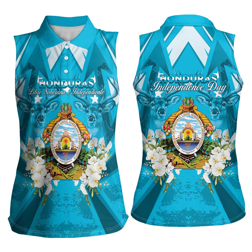Honduras Independence Day Women Sleeveless Polo Shirt Coat Of Arms Special Style - Wonder Print Shop