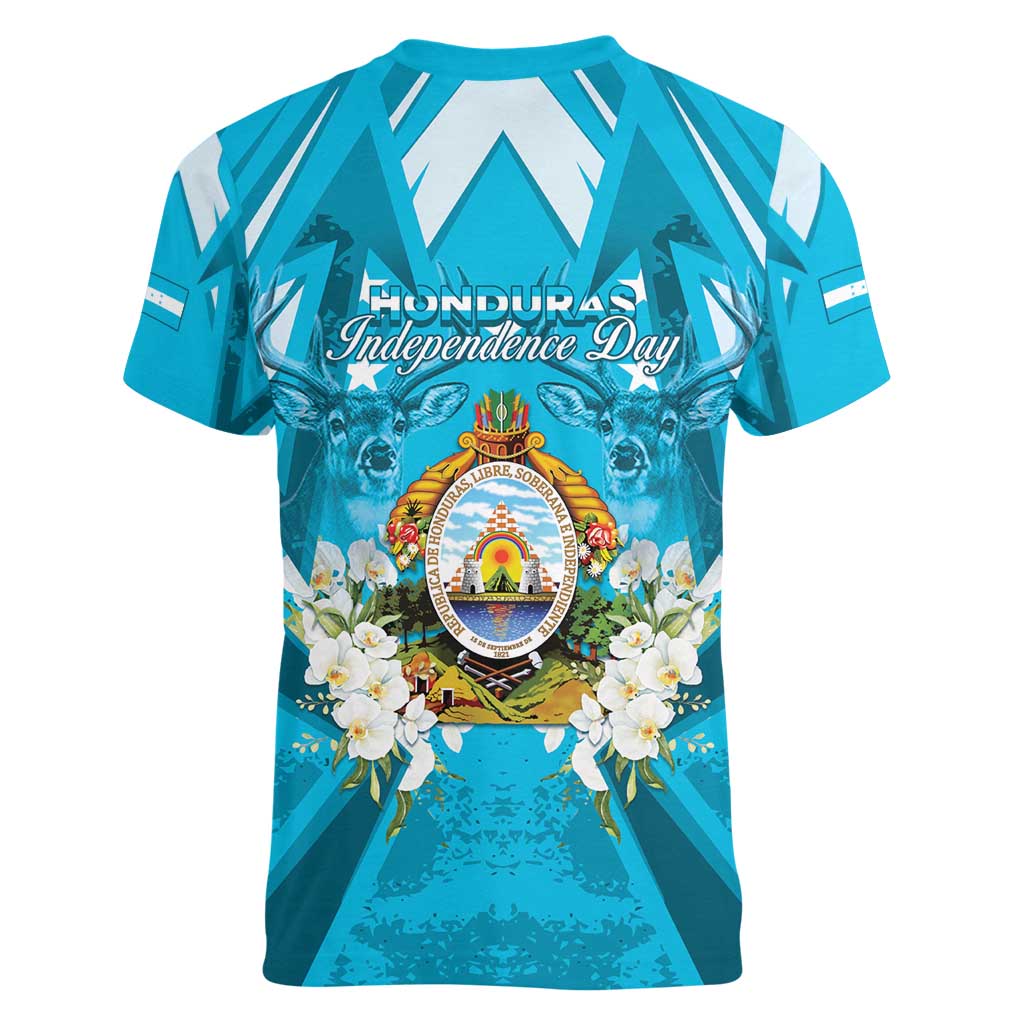 Honduras Independence Day Women V-Neck T-Shirt Coat Of Arms Special Style - Wonder Print Shop