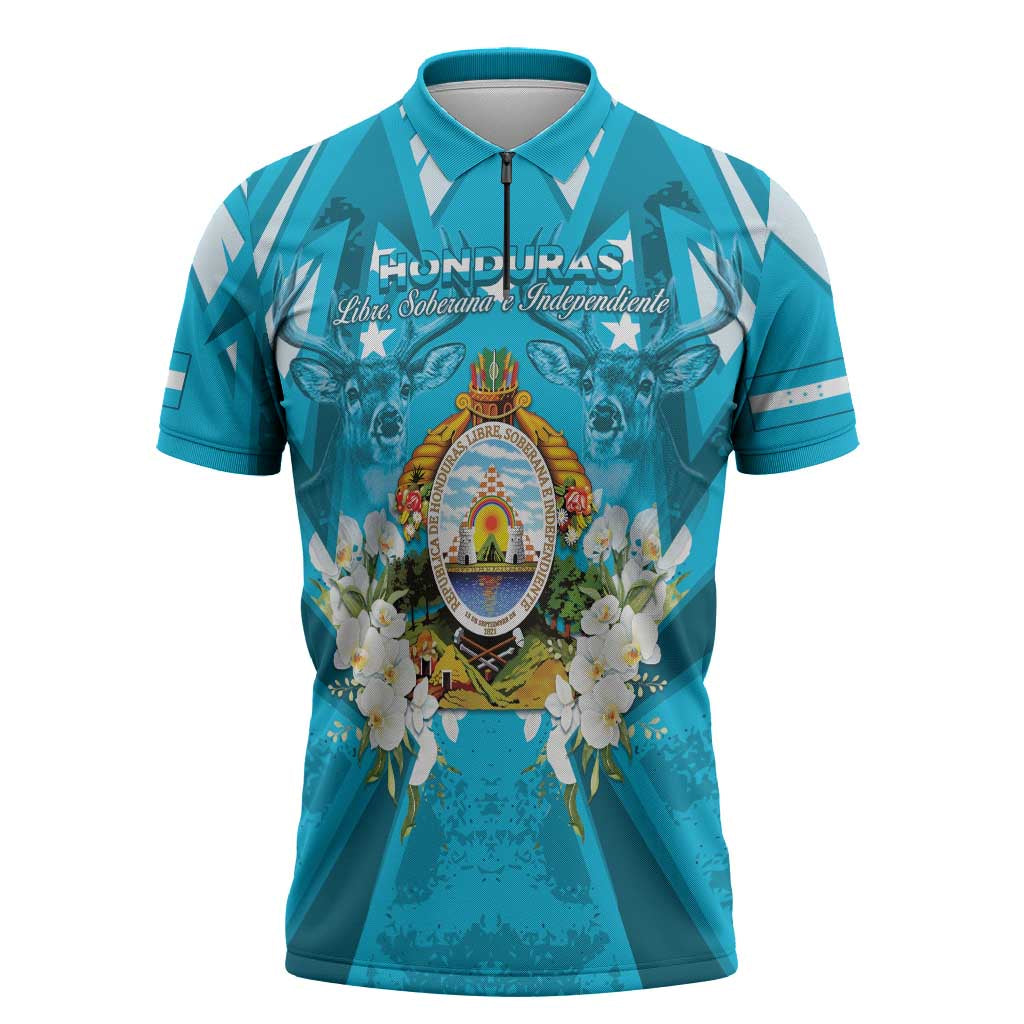 Honduras Independence Day Zipper Polo Shirt Coat Of Arms Special Style - Wonder Print Shop