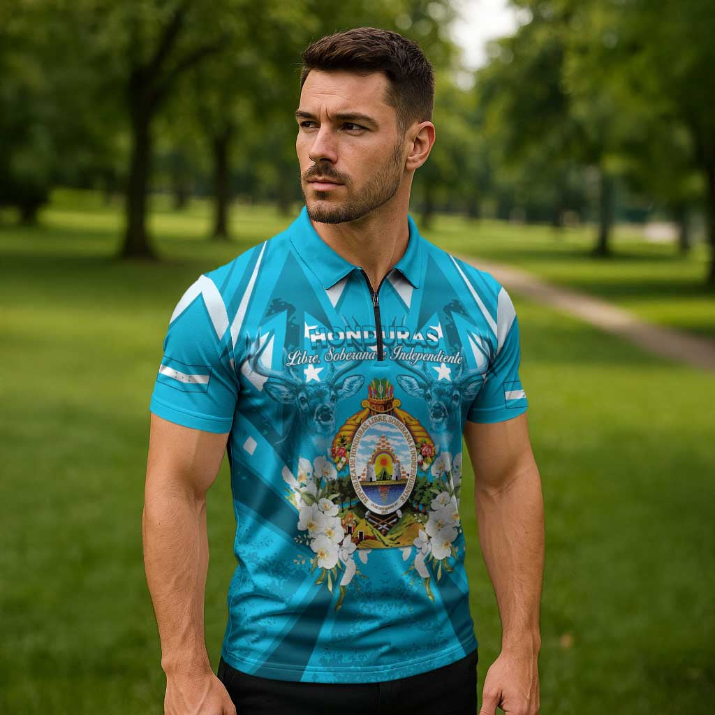 Honduras Independence Day Zipper Polo Shirt Coat Of Arms Special Style - Wonder Print Shop