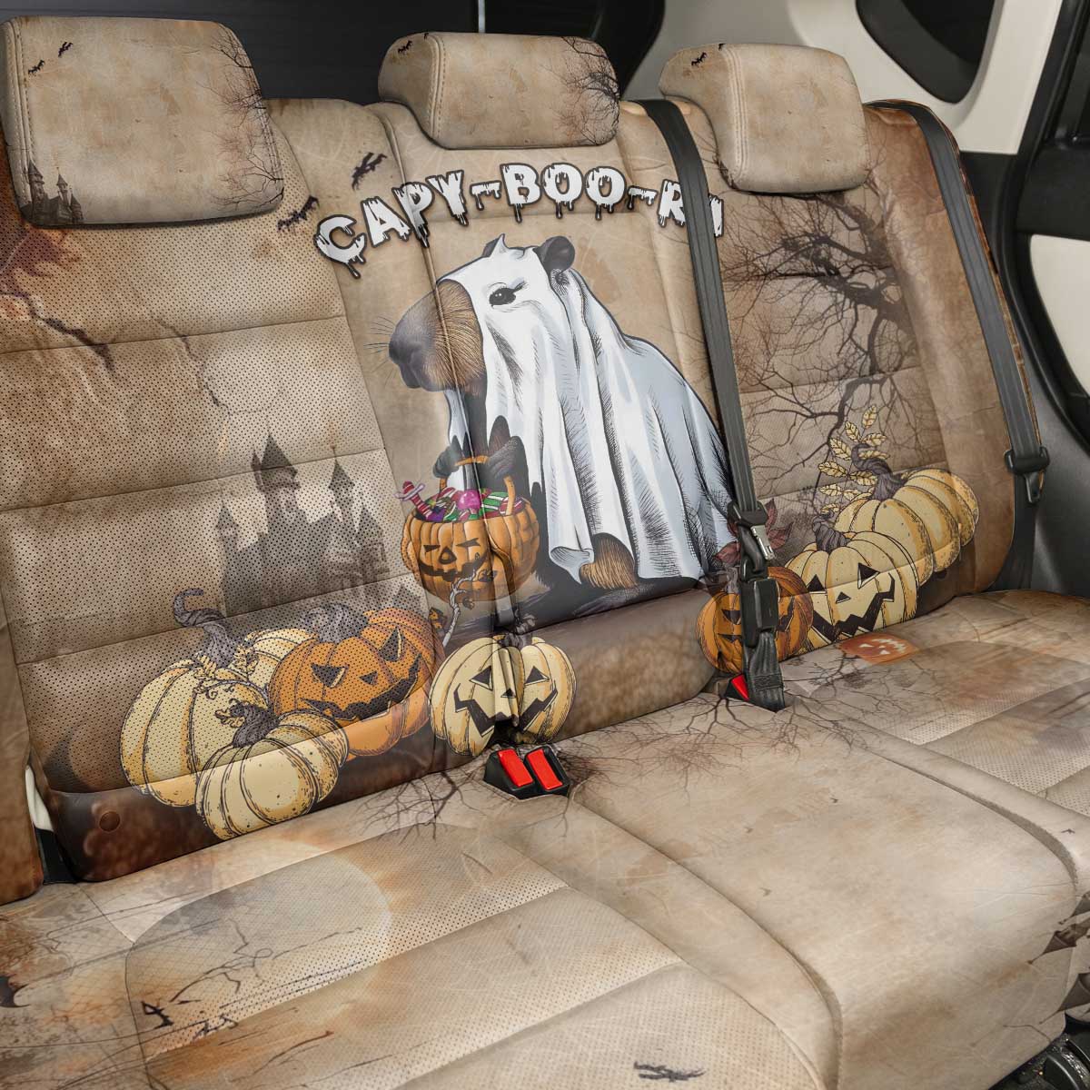 Halloween Capy Boo Ra Back Car Seat Cover Spooky Bara Season LT05 - Wonder Print Shop