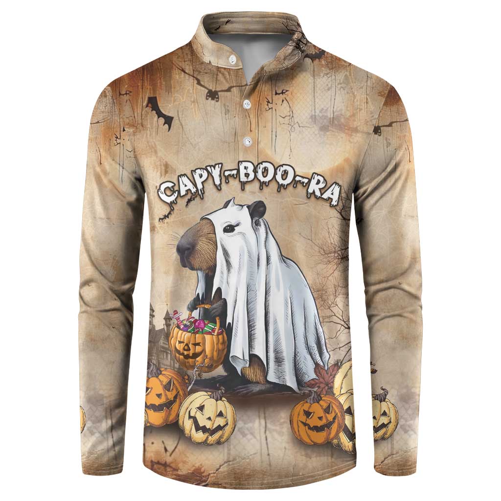 Halloween Capy Boo Ra Button Sweatshirt Spooky Bara Season LT05 - Wonder Print Shop