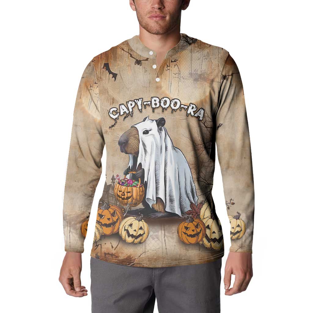 Halloween Capy Boo Ra Button Sweatshirt Spooky Bara Season LT05 - Wonder Print Shop