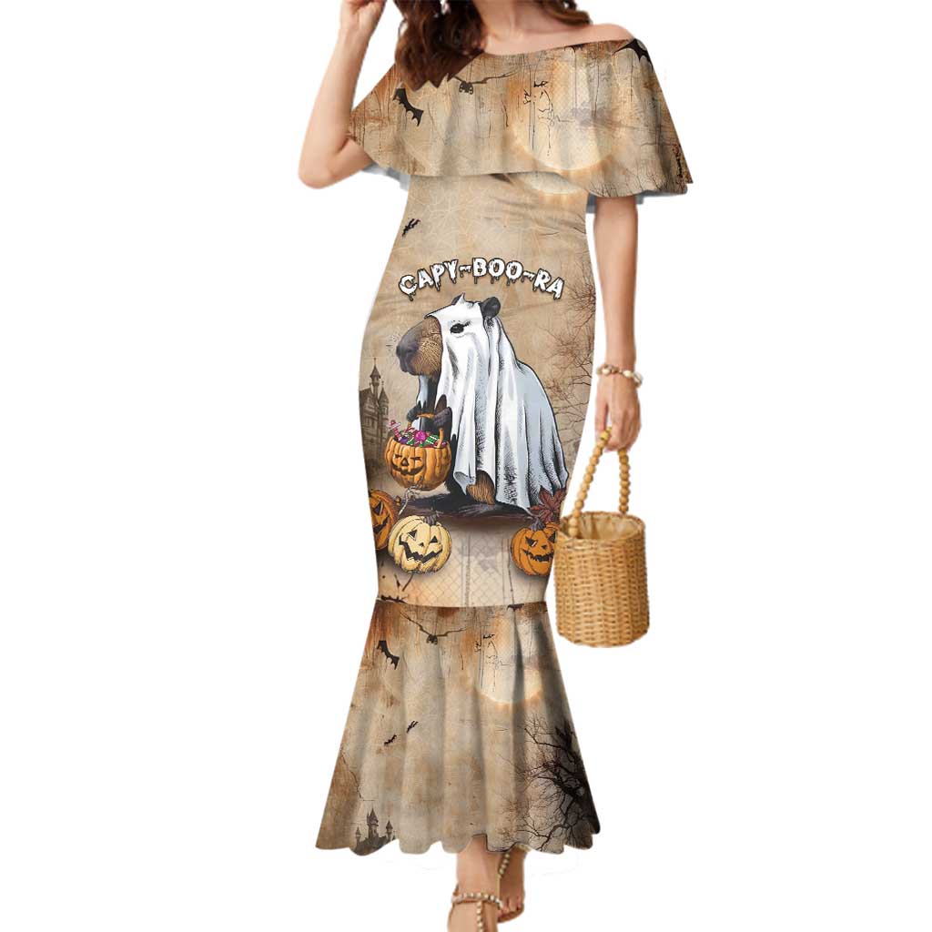 Halloween Capy Boo Ra Family Matching Mermaid Dress and Hawaiian Shirt Spooky Bara Season LT05 - Wonder Print Shop