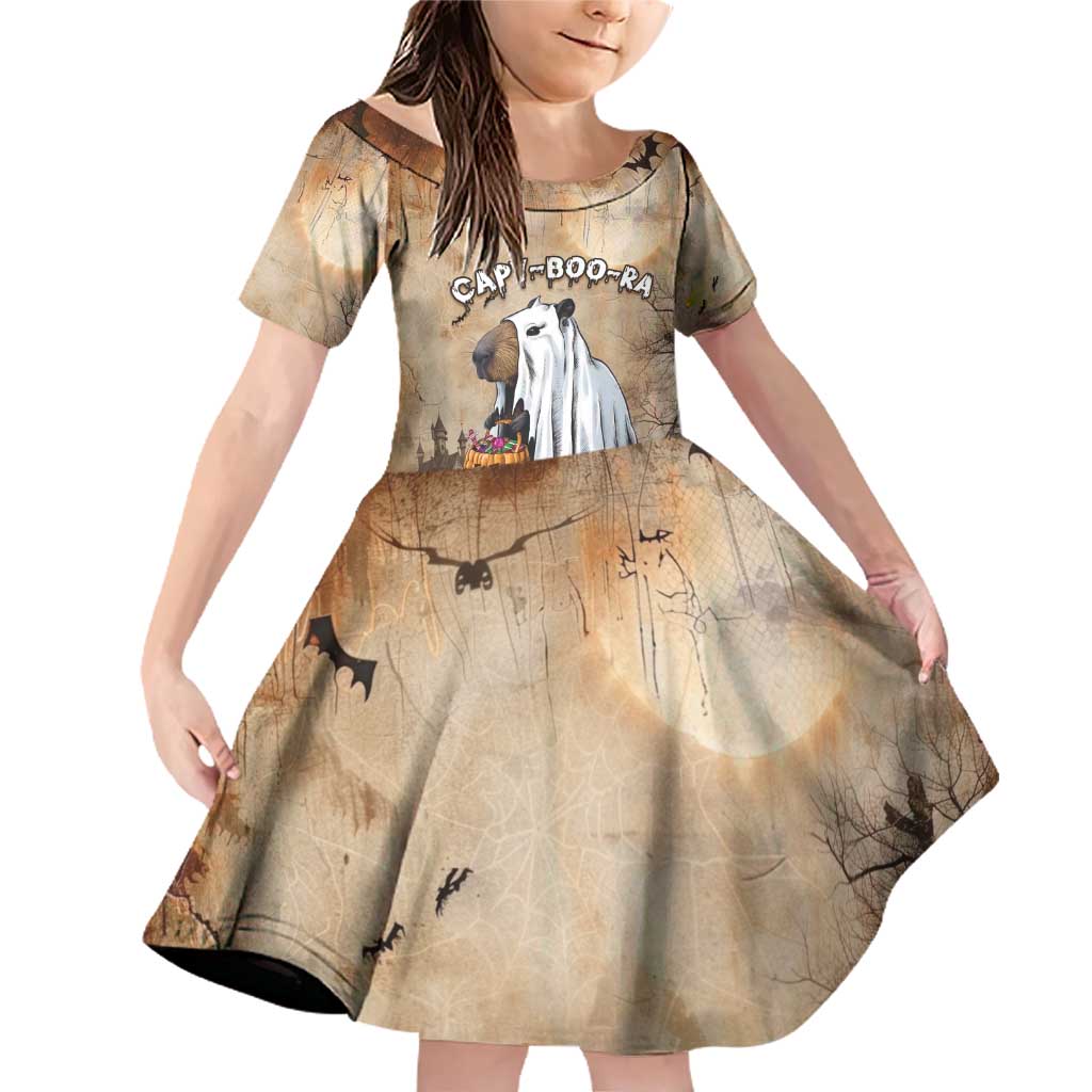 Halloween Capy Boo Ra Family Matching Off Shoulder Short Dress and Hawaiian Shirt Spooky Bara Season LT05 - Wonder Print Shop