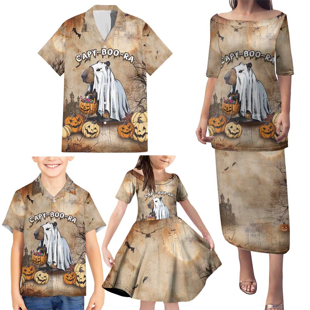 Halloween Capy Boo Ra Family Matching Puletasi and Hawaiian Shirt Spooky Bara Season LT05 - Wonder Print Shop