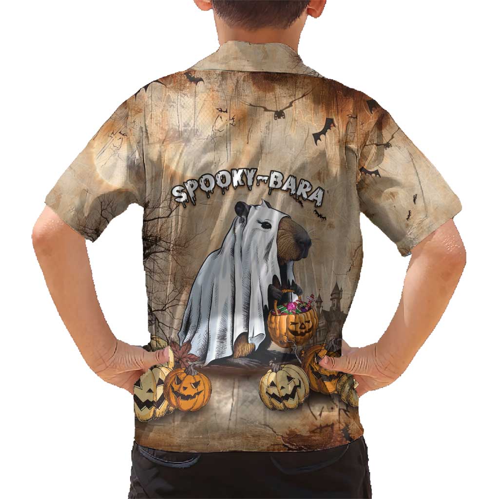 Halloween Capy Boo Ra Family Matching Short Sleeve Bodycon Dress and Hawaiian Shirt Spooky Bara Season LT05 - Wonder Print Shop