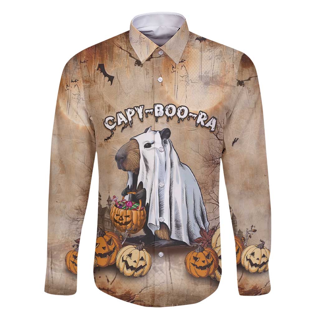 Halloween Capy Boo Ra Family Matching Short Sleeve Bodycon Dress and Hawaiian Shirt Spooky Bara Season LT05 - Wonder Print Shop