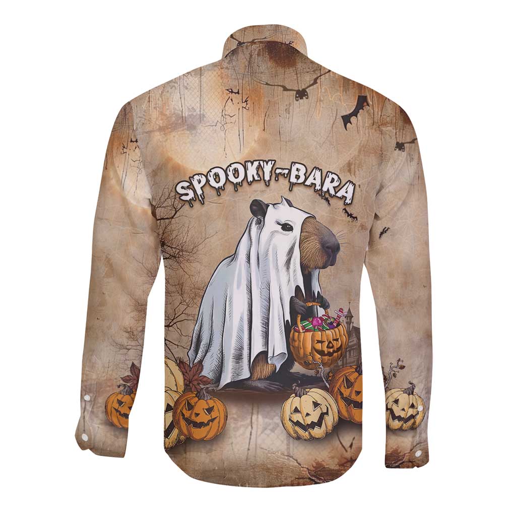 Halloween Capy Boo Ra Long Sleeve Button Shirt Spooky Bara Season LT05 - Wonder Print Shop