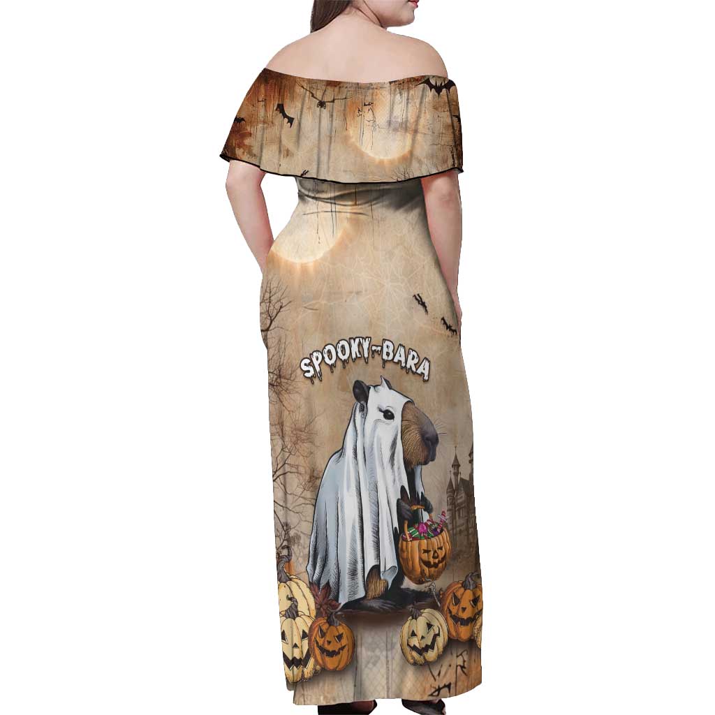 Halloween Capy Boo Ra Off Shoulder Maxi Dress Spooky Bara Season LT05 - Wonder Print Shop
