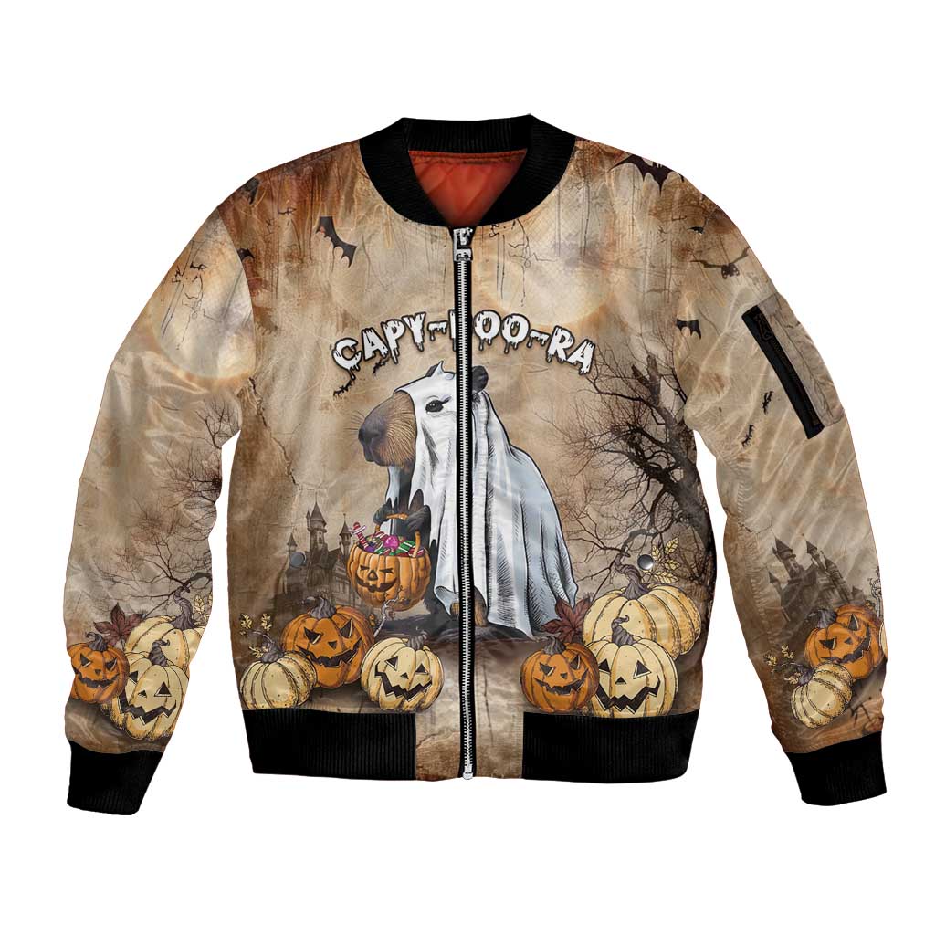 Halloween Capy Boo Ra Sleeve Zip Bomber Jacket Spooky Bara Season LT05 - Wonder Print Shop