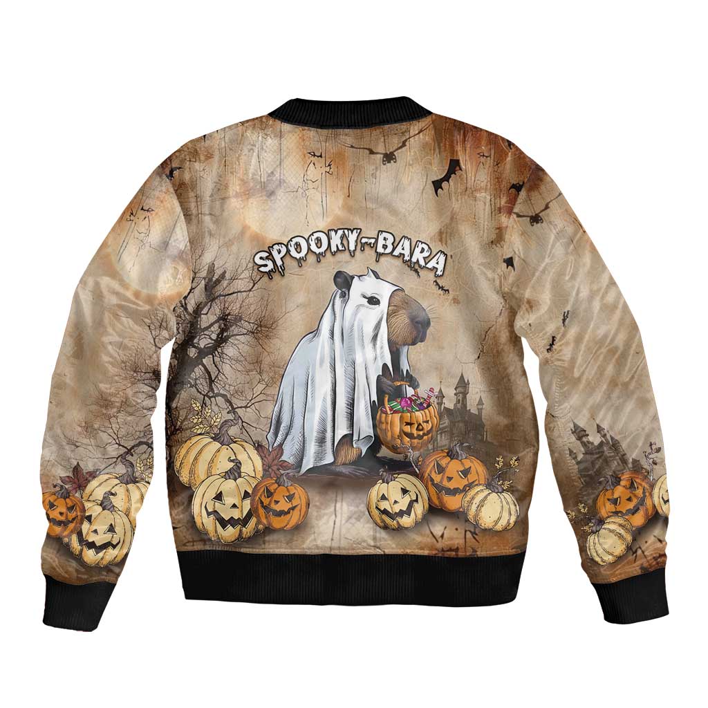 Halloween Capy Boo Ra Sleeve Zip Bomber Jacket Spooky Bara Season LT05 - Wonder Print Shop