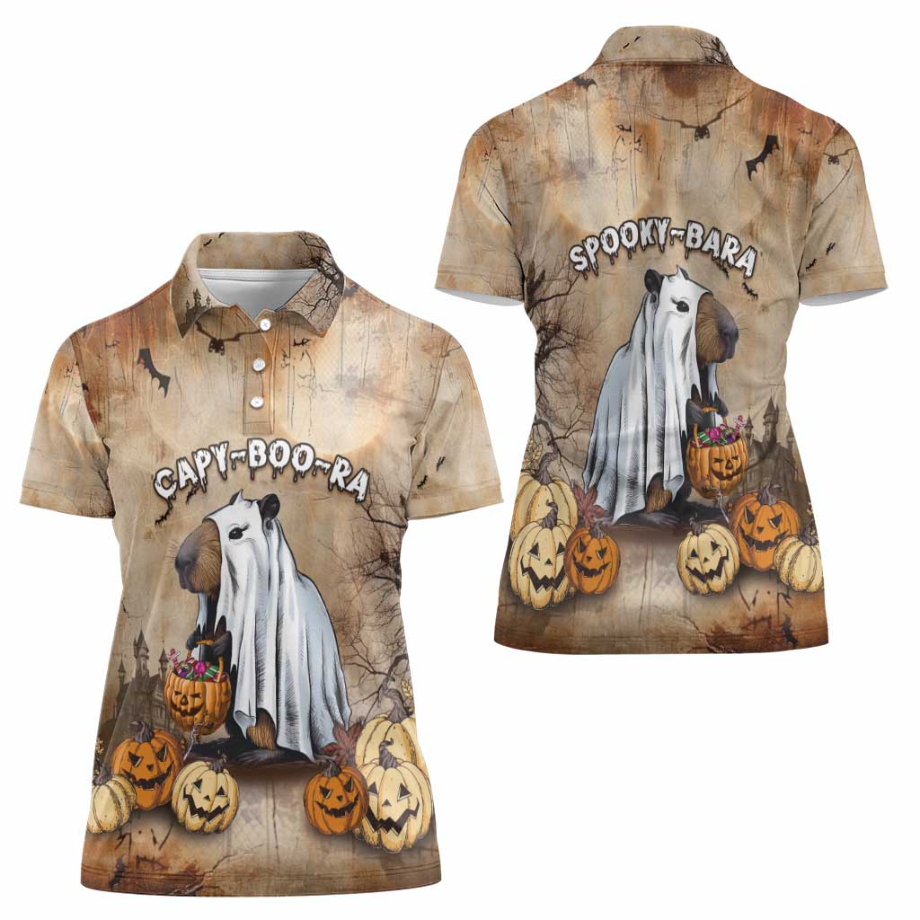 Halloween Capy Boo Ra Women Polo Shirt Spooky Bara Season LT05 - Wonder Print Shop