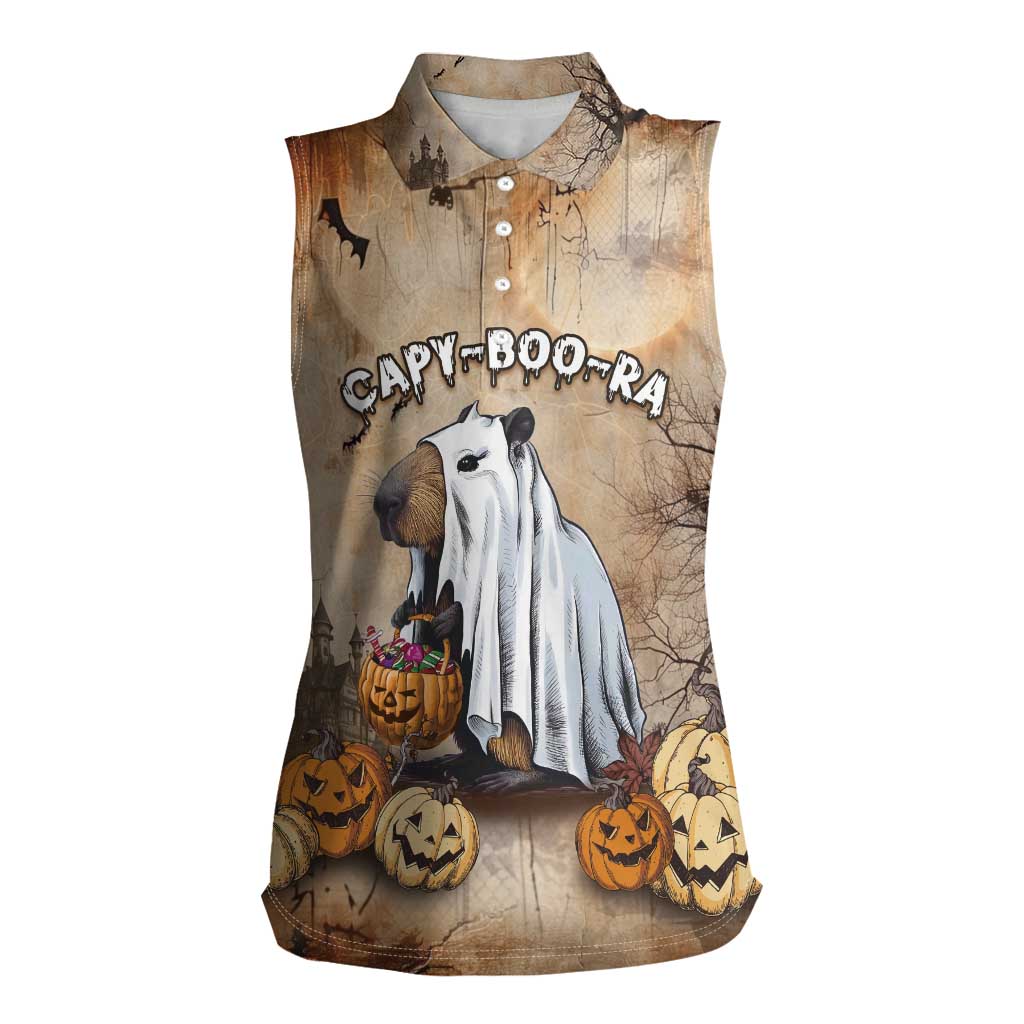 Halloween Capy Boo Ra Women Sleeveless Polo Shirt Spooky Bara Season LT05 - Wonder Print Shop