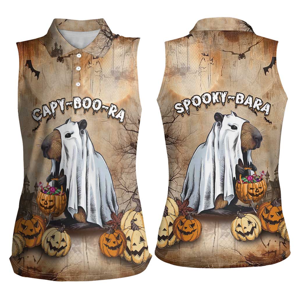 Halloween Capy Boo Ra Women Sleeveless Polo Shirt Spooky Bara Season LT05 - Wonder Print Shop