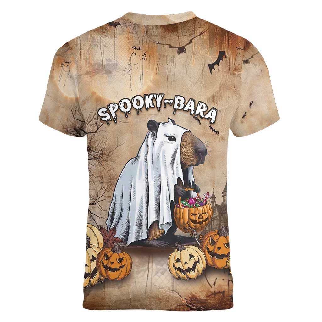 Halloween Capy Boo Ra Women V-Neck T-Shirt Spooky Bara Season LT05 - Wonder Print Shop