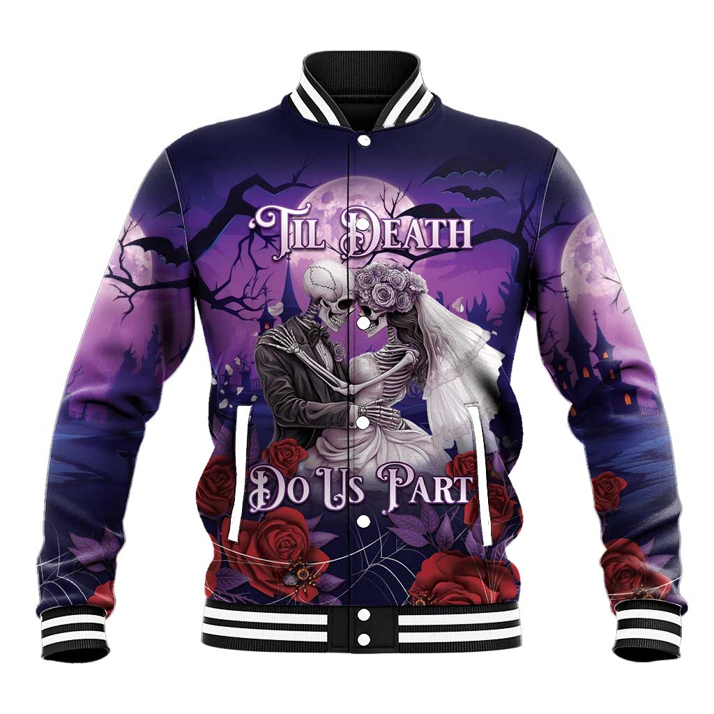 Personalised Halloween Skeleton Couple Baseball Jacket Til Death Do Us Part LT05 - Wonder Print Shop