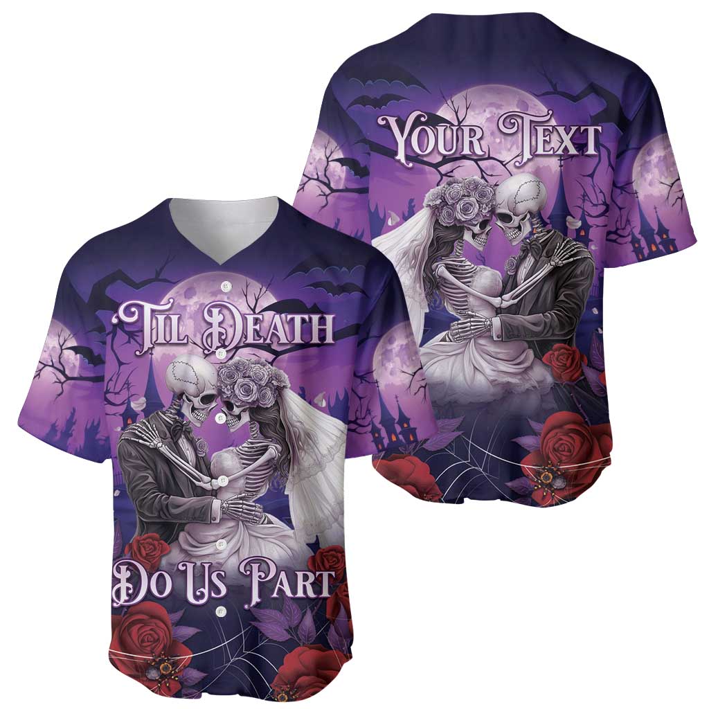 Personalised Halloween Skeleton Couple Baseball Jersey Til Death Do Us Part LT05 - Wonder Print Shop