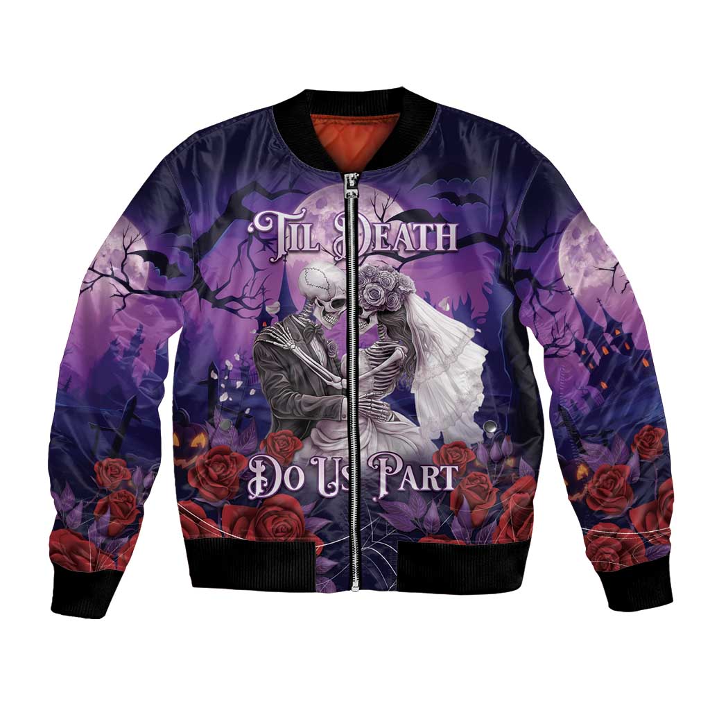Personalised Halloween Skeleton Couple Bomber Jacket Til Death Do Us Part LT05 - Wonder Print Shop
